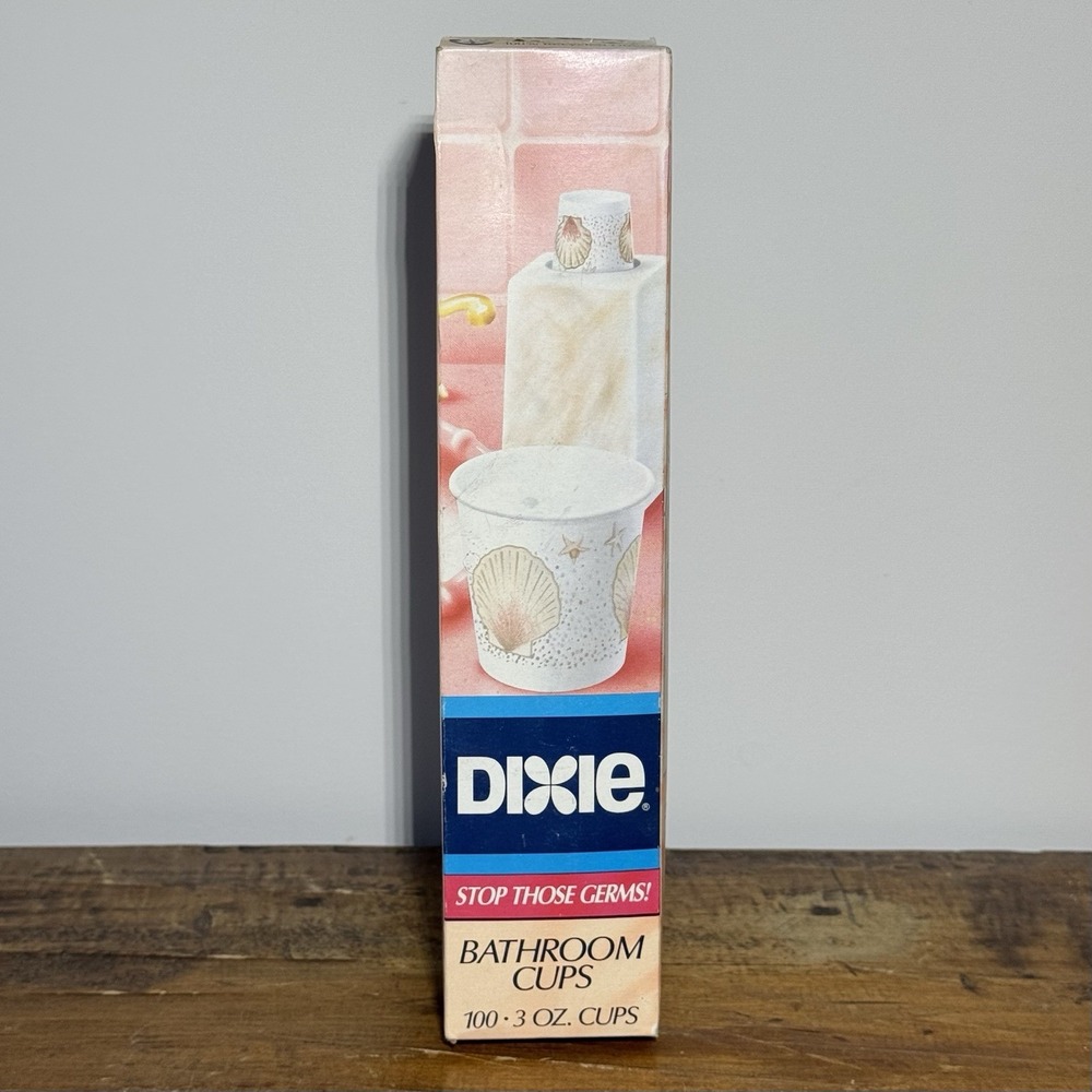 Vintage Dixie Bathroom Cups 100 3 Oz‎ Seashells New Sealed Box A2 NOS 90s Prop